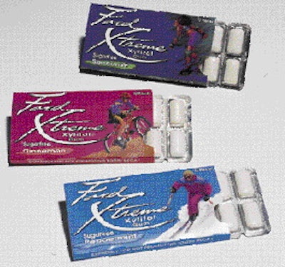 Ford Xtreme gum is packaged in blister packs that retain freshness, while graphics denote it as a ?functional? gum.