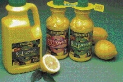 The innovative corrugated display holding 12 bottles of ReaLemonade concentrate is made of single-wall corrugated, but it offers