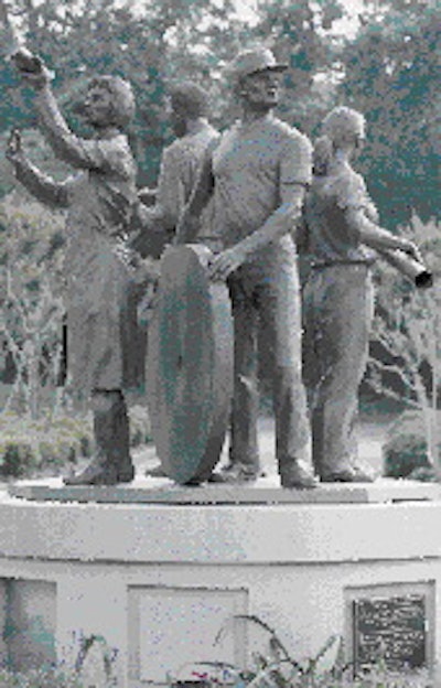 Outside company headquarters in Hartsville, SC, this centennial sculpture celebrates Sonoco workers