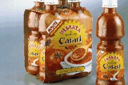 Each holding just under 18 oz of product, these aseptically filled PET bottles are available in colorful four-count paperboard c