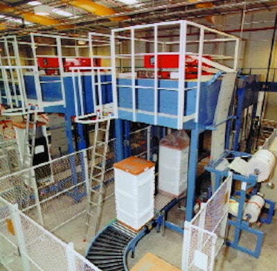 When they?re conveyed into the shrink-film machines, the refrigeration units already have top and bottom end caps and interlocki