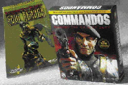 Vividly decorated three-dimensional comp boxes for computer games such as these have helped Eidos sway retail buyers to stock th
