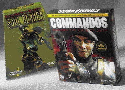 Vividly decorated three-dimensional comp boxes for computer games such as these have helped Eidos sway retail buyers to stock th