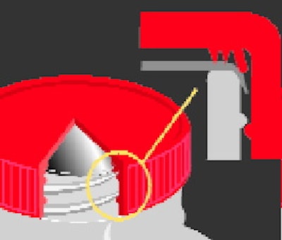 After caps are applied, jars pass through an induction sealer (left) that secures a foil liner to the 63-mm finish. The clos