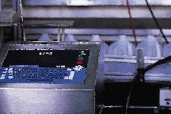 The ink-jet code applied in-line (below and inset) to the shoulder of milk jugs makes it easy for retail store employees and con