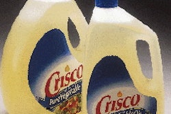 Procter & Gamble?s redesigned 64- and 128-oz bottles of Crisco (above) now reflect the chevron-bedecked look of the rest of the