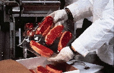 Fresh steaks are vacuum-packaged in clear films using an ionomer sealant layer, and then boxed for shipping