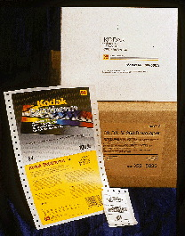 At Kodak, a variety of label sizes and shapes 9;partially pre;printed with generic graphics 9;are laser-printed with variable d