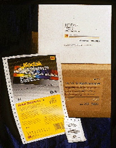 At Kodak, a variety of label sizes and shapes 9;partially pre;printed with generic graphics 9;are laser-printed with variable d