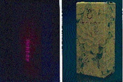 Shown here is a carton photographed with a digital camera using different lighting and filter combinations. The photo on the rig