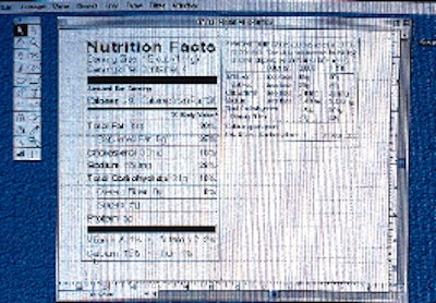 Software included in the Food Label Design kit enables designers to incorporate appropriate Nutrition Facts panels into their pa