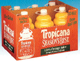 Full-height corrugated trays are used for six packs of PET gallons. It?s a packaging format that has been a huge success in club