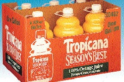 Full-height corrugated trays are used for six packs of PET gallons. It?s a packaging format that has been a huge success in club