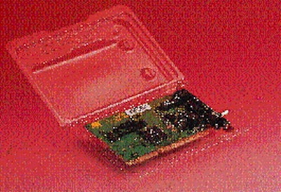 Self-locking anti-static PETG clamshell (above) provides ample protection while reducing costs and labor. It required no change