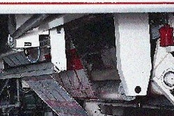 Graphic Packaging?s new 10-station press (above) operates at speeds exceeding 1,000?/min. At a laminating station near the end o