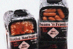 Five Mini Meals are manually loaded into a chipboard ?boot? and overwrapped in film for multipack sales