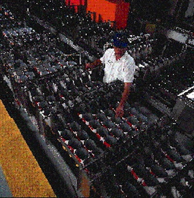 In Sonoco?s pilot production line, seven lanes of canisters are being gently conveyed from the container former/cutter to the pa