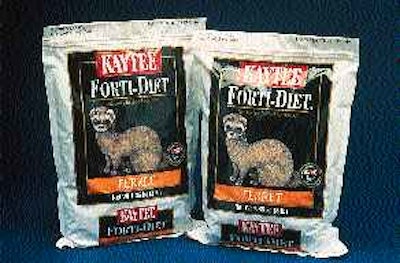 4 Easy-open and reclosable 3-lb pouch handles Kaytee?s high-fat ferret food