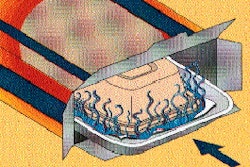 HeaterMeals is a truly self-contained meal and heating system. In use (above) the office worker is pouring water from the suppli