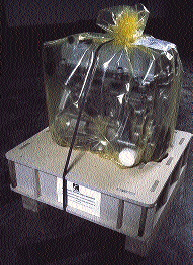 The bottom stringers for the Saturn engine pallet are slightly offset so that they conform to standard forklift fork-spacing di