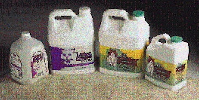 With its new twin-head filling system (left), Mid-Florida Mining can more evenly blend cat litter and scented crystals. Both