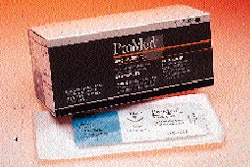 Final suture packages are placed into cartons of twelve (above) before distribution. At the lidding station (right), rolls