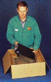 Once the bottom frame has been loaded into the box, the product is inserted and the top frame placed over it before the box is c