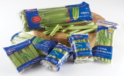 STICK PACKS. Duda Farms markets celery sticks in 1.6-oz, 3-oz, and 8-oz bags.