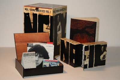 The elaborate boxed set, in its complete version, contains multiple CDs, DVDs, Blu-rays, and a replica of Young's revealing pers