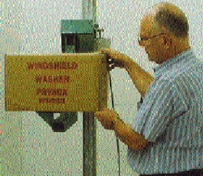 At the company?s Aurora, IL, Center for Customer Satisfaction, Weyerhaeuser?s Dick Warrick stands at the control panel of a vibr