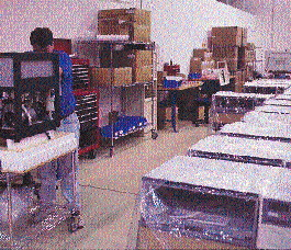 The customized slave pallet, shown above left and below, provides an assembly base for the sterilizer. Pieces of the sterilizer