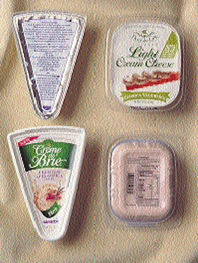 For the 4-oz ?dairy? line, foil cups (right) have been replaced by a ramekin-style cup (center), and a redesigned folding carton