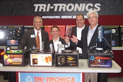 Tri-Tronics (L to R): Joe Angel, Publisher, Packaging World; Tim Kelly, VP of Business Development; Leo Guenther, Regional Manag