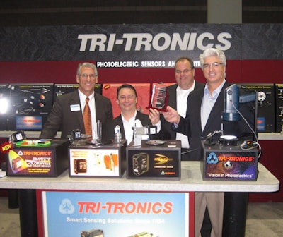 Tri-Tronics (L to R): Joe Angel, Publisher, Packaging World; Tim Kelly, VP of Business Development; Leo Guenther, Regional Manag