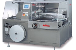 FLOOR SPACE. The side sealer (above) and the compact shrink tunnel (left) are designed to work in tandem while occupying minimal