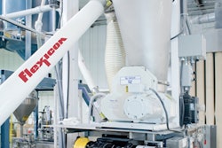 liquid metering. A liquid metering pump and bulk solids feeder meter glitter and fragrance oil into the blender.