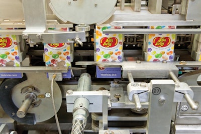 FOLDING CARTONS. Small-character ink-jet printers deliver high-quality coding on folding cartons of Jelly Belly products.