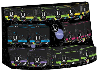 PDQ TRAY. Third-party logistics services are helping Kimberly-Clark push its new U by Kotex Curves brand through its distributio