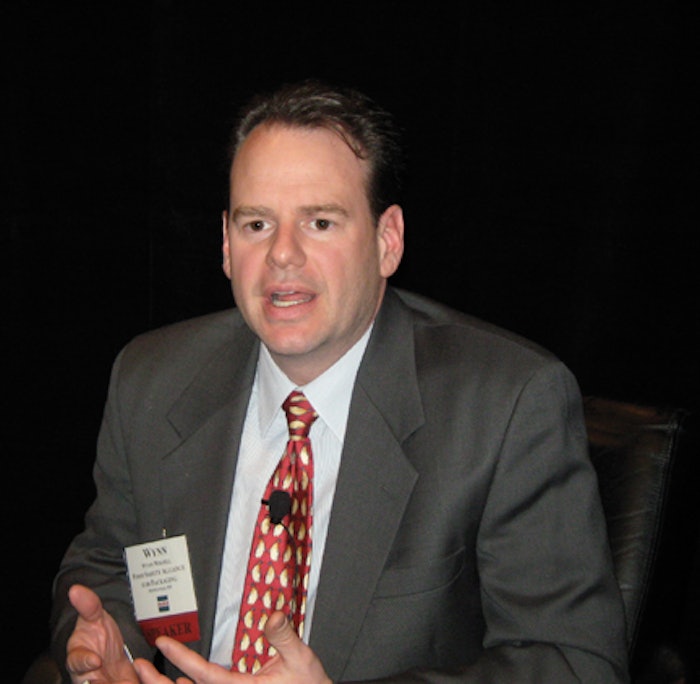 FOOD SAFETY. General Mills' Wynn Wiksell talks about food safety issues with an audience of packaging, processing, and automatio