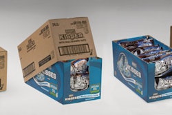 COMPACT KISSES. A retail-ready secondary pack for Hershey's bagged Kisses products makes an attractive shelf display, while mini