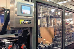 CUSTOM CASING. The customized automatic wraparound case packer is PLC-controlled and servo-driven (above).