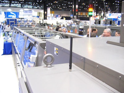 Antenna for wireless connectivity mounted atop the Arpac machine.