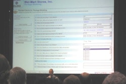 Ted Schneider of Thumbprint demonstrates the Wal-Mart scorecard's modeling software to attendees of the Packaging Summit in May.