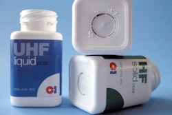 O-I embeds the nickel-sized RFID inlays, either HF or UHF frequency, into the center base of the opaque white HDPE bottles.