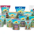 High flying. Revamped packaging involves 50 products across three product lines. Sizes range from 2-lb bags of sunflower seeds t