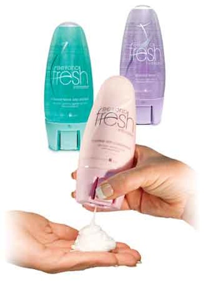 DISPENSING ACTUATOR. Lake Consumer Products' line of three colorful Beyond Fresh Intimates feminine hygiene products are sold in