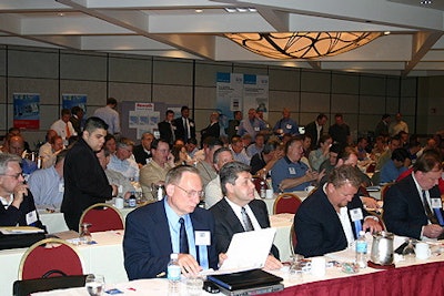 At left in front row, Hershey speakers Joe Wagner and Wade Latz .