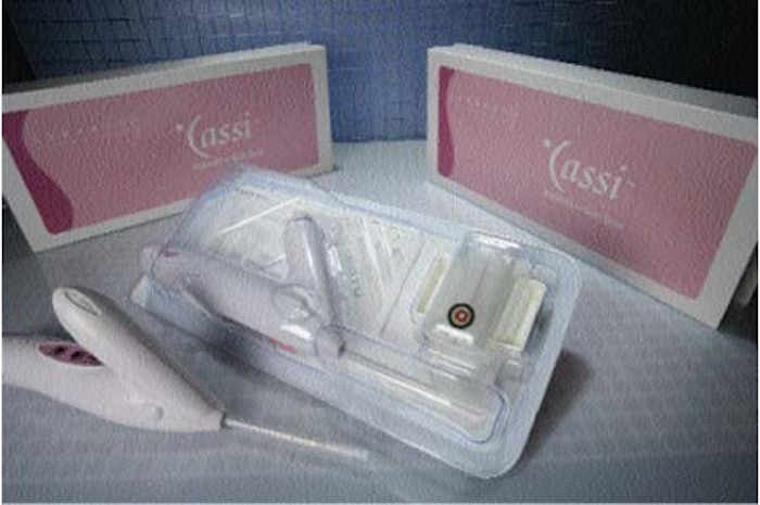 Glove fit. The new form-fitting (below) tray provides a tighter, closer fit for the breast biopsy device, and for a specimen.