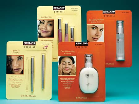 MATERIALS AYED. Costco's private label line of upscale cosmetics replaces vinyl clamshells with paperboard and RPET blisters th