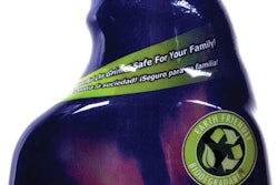 GREENER BOTTLES. The greener cleaner bottles are made of recyclable PET, and the labeling system eliminates glue pots and solven